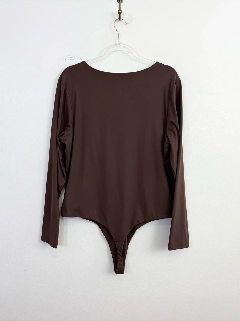 Nuuds Long Sleeve Scoop Neck Bodysuit Coffee Brown XXXL